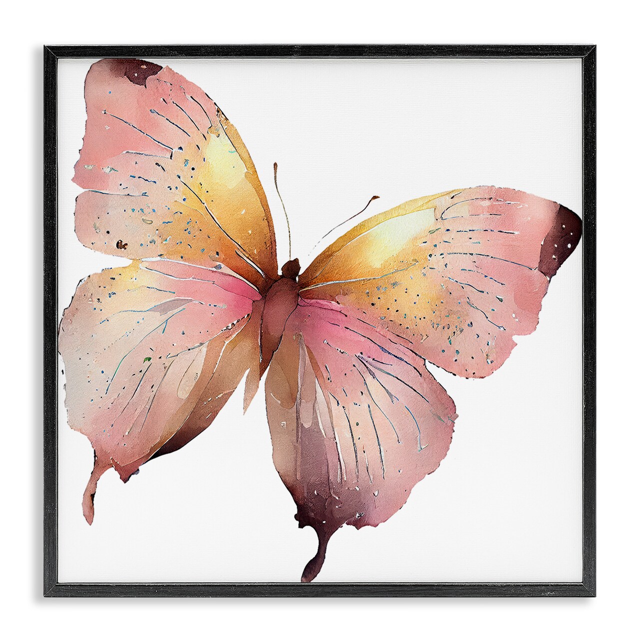 Stupell Industries Chic Pink Butterfly Framed Giclee Wall Art Design by Birch&Ink